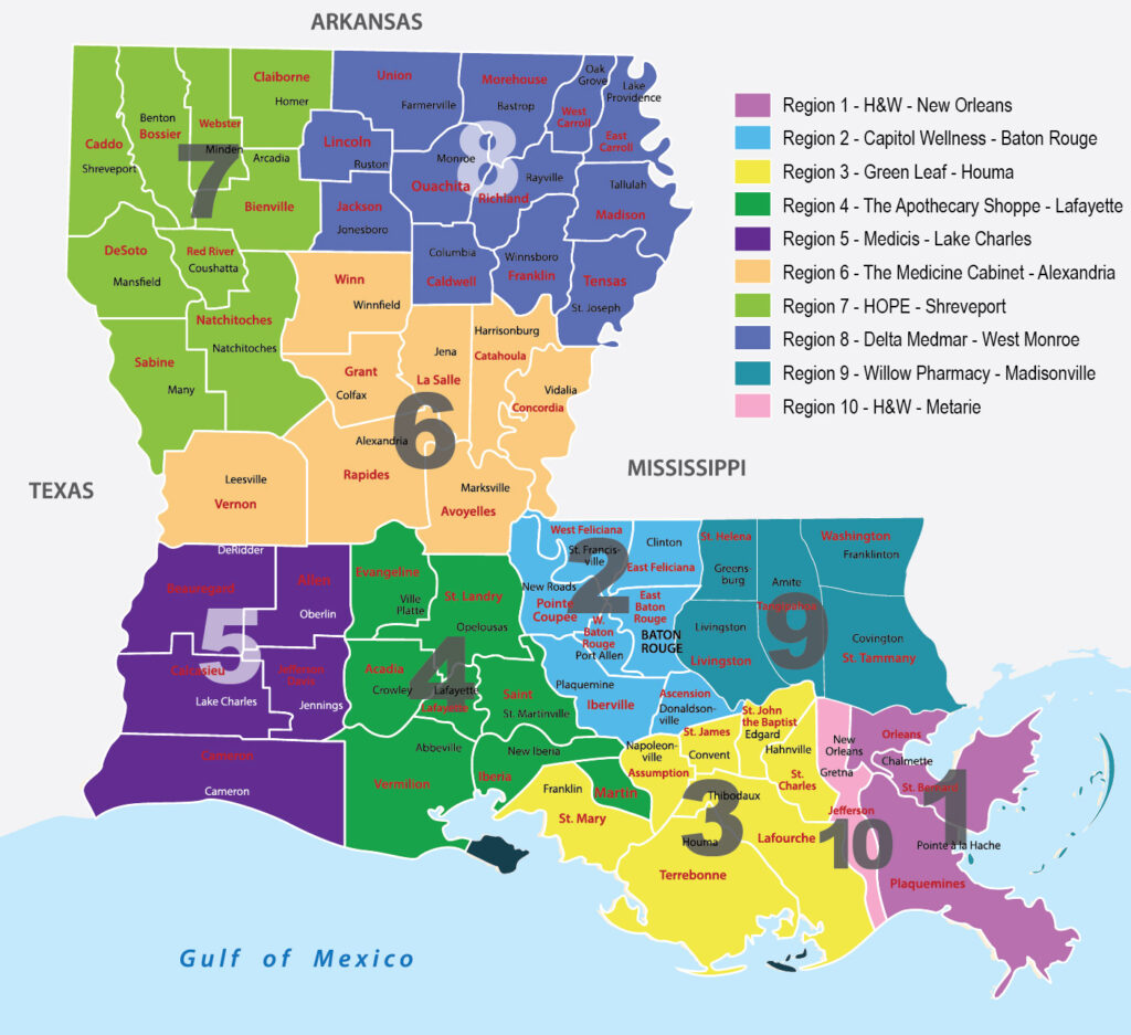 Louisiana Marijuana Regional Map